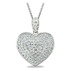 Clear Heart Pendant Necklace Swarovski Crystals
